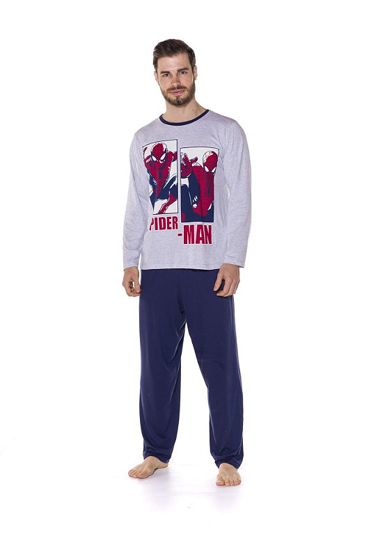 Pijama Adulto Homem Aranha Marvel Spiderman Cinza e Azul