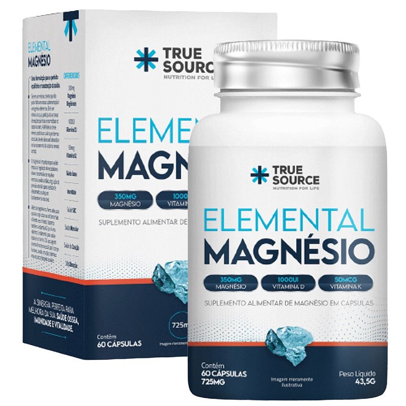 Elemental Magnésio 725mg 60 Cápsulas True Source Life Style Os