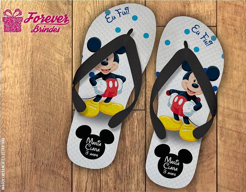 Chinelo De Aniversário Infantil Mickey Menino e Menina - FOREVER BRINDES
