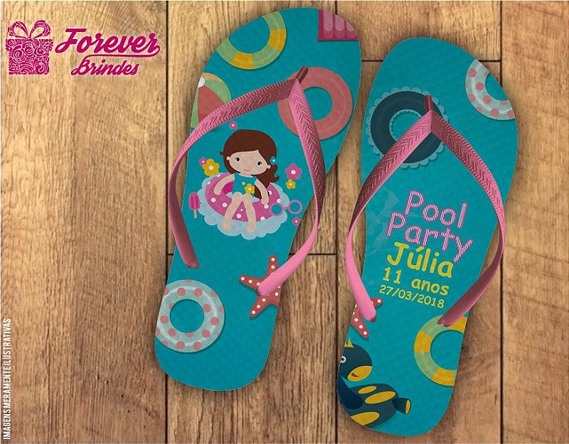 Chinelo De Aniversário Infantil Pool Party Menino e Menina - FOREVER BRINDES,  pool party infantil