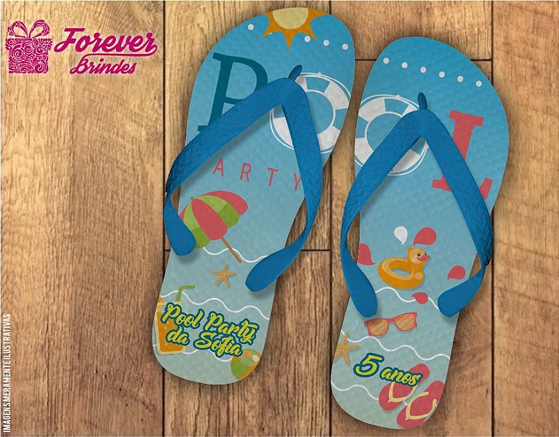 Chinelo Personalizado Infantil Pool Party COD 9892 - Brasil pé