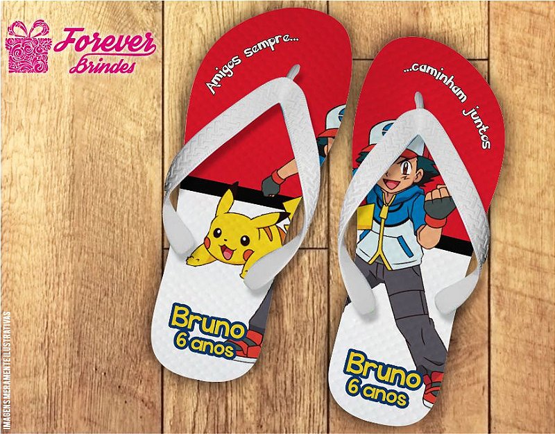 Chinelo personalizado Pokemon amarelo pikachu