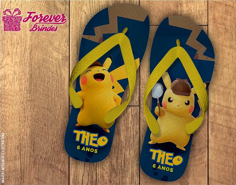 Chinelo personalizado Pokemon amarelo pikachu