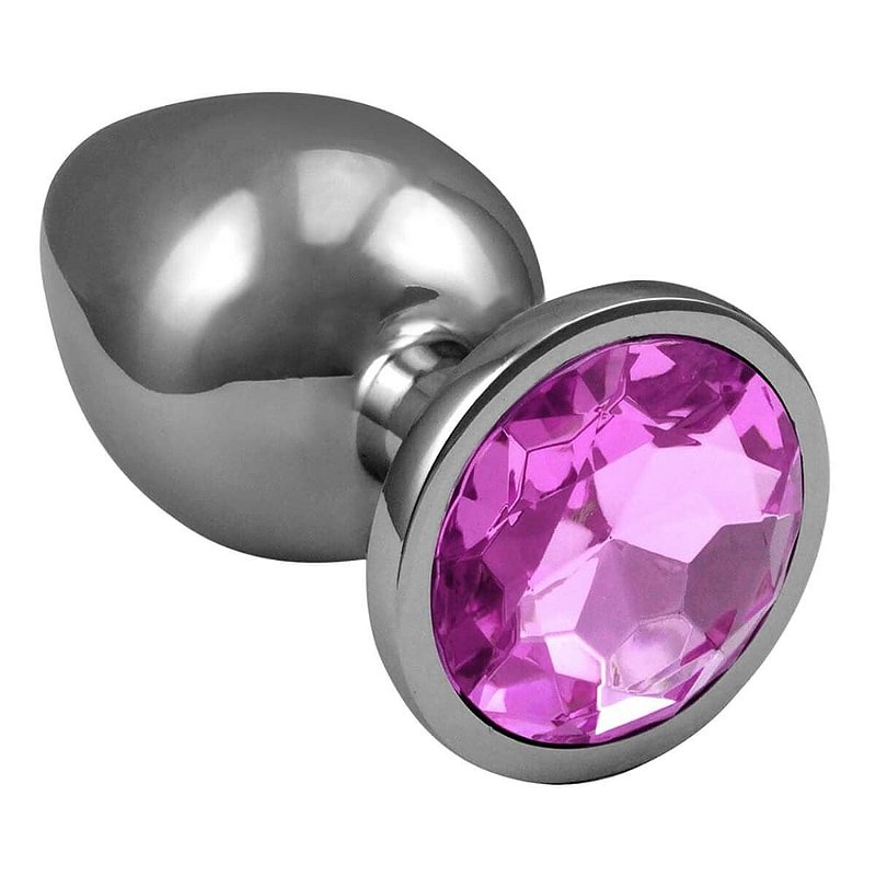 Plug Anal Grande De Ao Inoxidvel Cnico Com Cristal Arredondado Lf Import  - Rosa - Sex Shop Loja Fetiches