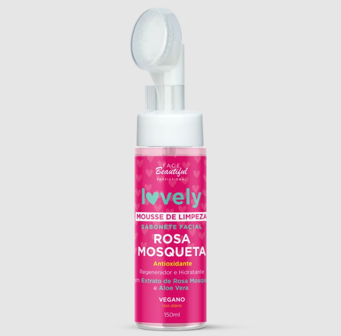 Mousse de Limpeza Sabonete Facial Rosa Mosqueta Lovely Face