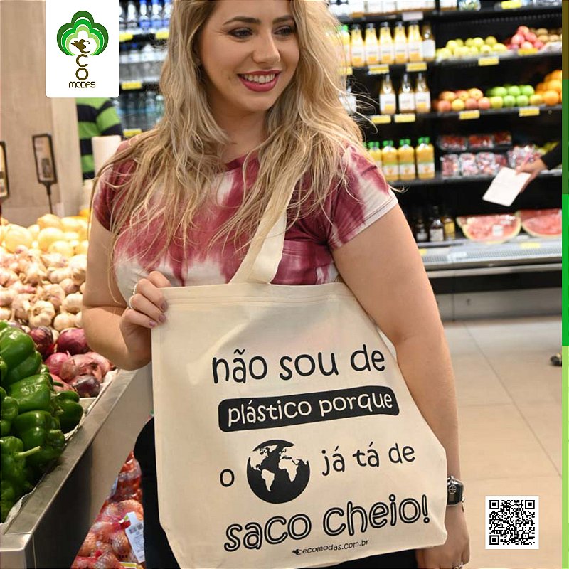 Sacola Ecobag Grande 100% Algodão Cru A10