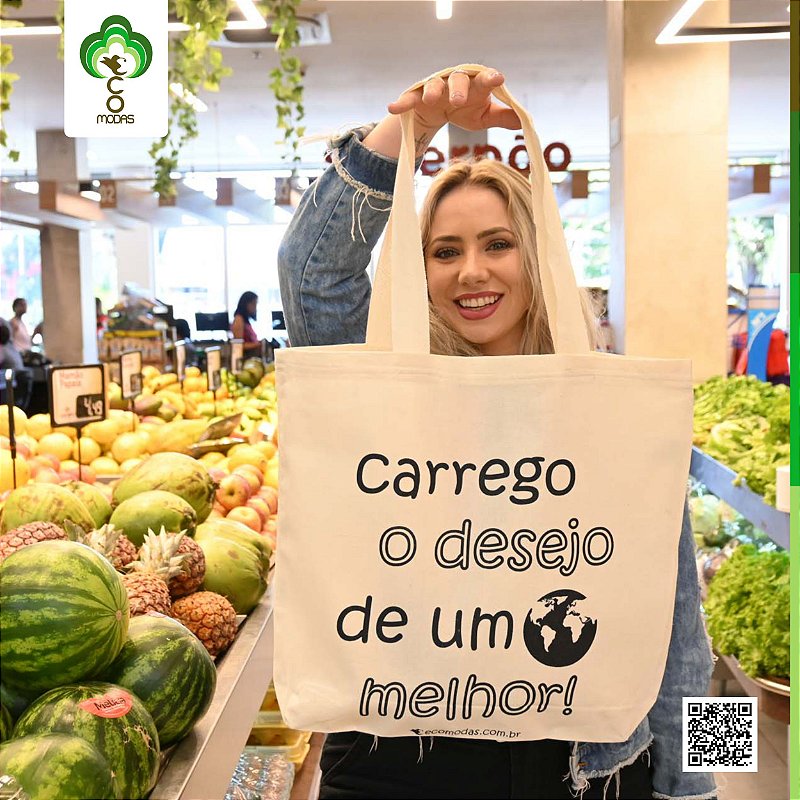 Sacola Ecobag Grande 100% Algodão Cru A9