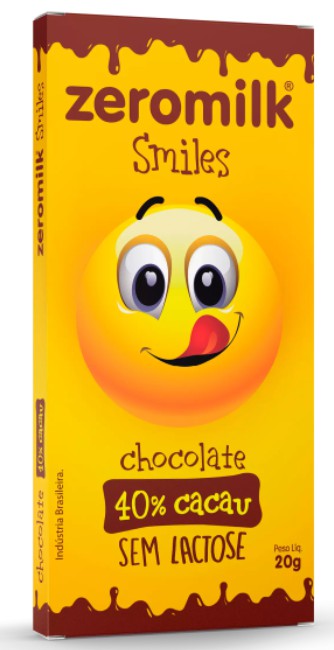 Chocolate Smiles 40% Cacau Tablete Zeromilk | sem lactose (20g