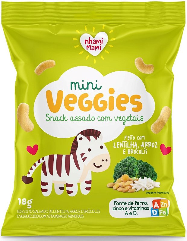 Mini Veggies Biscoito de Lentilha, Arroz e Brócolis (18g) - Snick