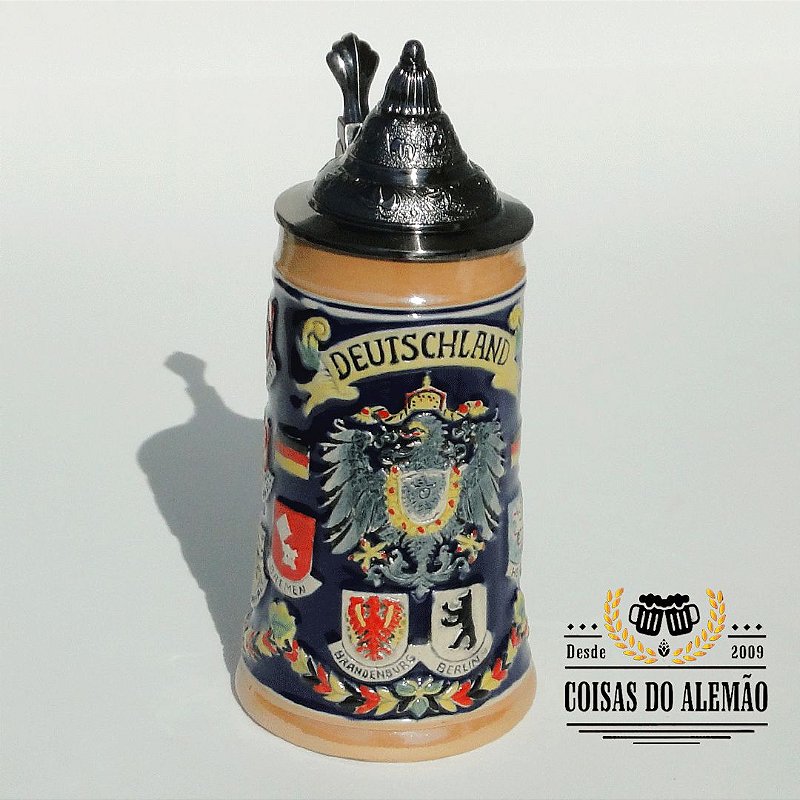 Caneco de Cerâmica com Tampa para Cerveja Deutschland 500ml
