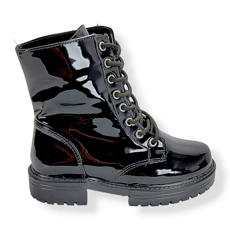 BOTA CUTURNO CANO CURTO VERNIZ PRETO