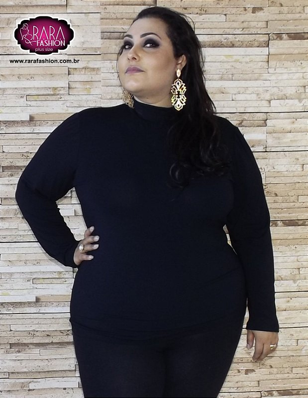 blusa gola alta feminina plus size