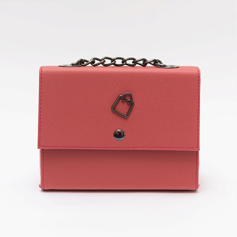 Bolsa Feminina Festa  com Alça Corrente Transversal Rosa Claro