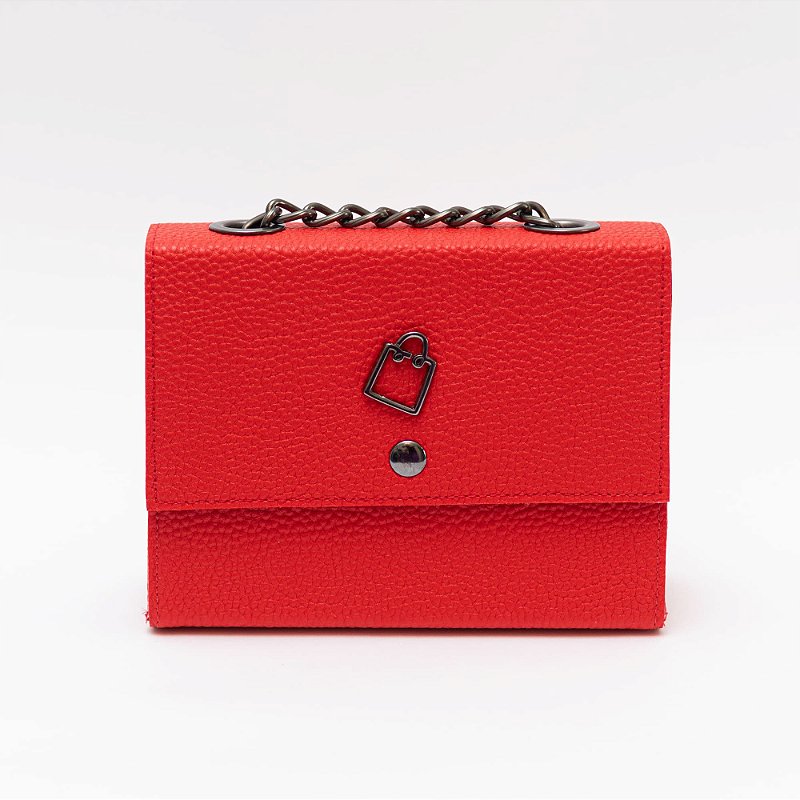 Bolsa Feminina Festa  com Alça Corrente Transversal Vermelho