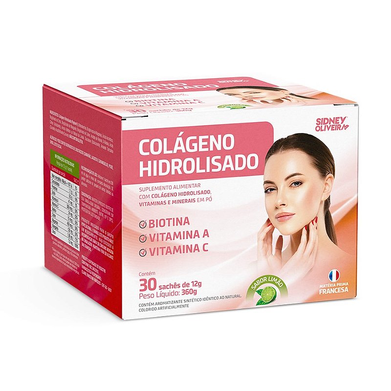 Colágeno Hidrolisado Biotina Vitamina A, C 30 Sachês Sidney Oliveira