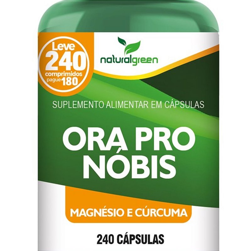 Ora Pro Nóbis + Magnésio + Cúrcuma Fonte De Proteínas Natural Green