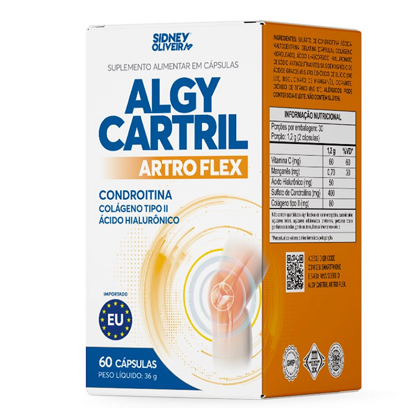 Algy Cartril Artro Flex 60 cápsulas União Europeia Sidney Oliveira