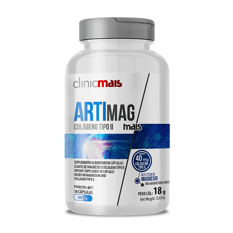 COLÁGENO TIPO 2 E MAGNÉSIO ARTIMAG CLINICMAIS 30 CÁPSULAS