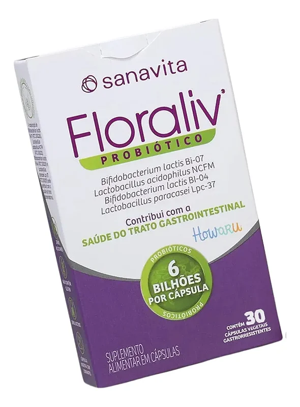 Probiótico Floraliv Sanavita 30 caps Saúde Gastrointestinal