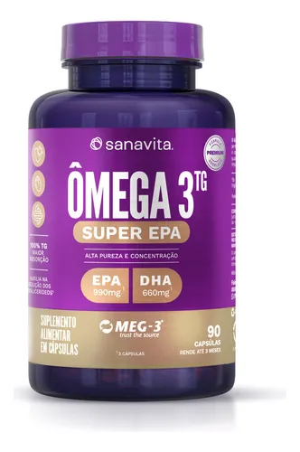 Super Epa Ômega 3 Tg Selo Meg 3 + Dha + Vitamina E Sanavita