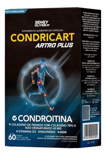 Condricart Colágeno T2 Condroitina Magnésio Vit. D3 Msm 60cp Sabor Sem Sabor #4203277031