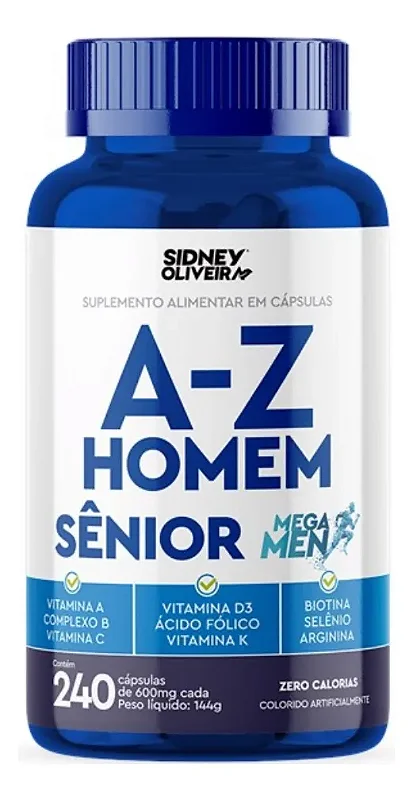 A-Z SÊNIOR HOMEM MEGA MEN 240 CÁPSULAS SIDNEY OLIVEIRA
