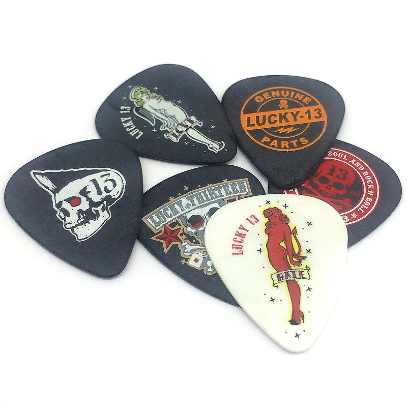 Kit 6 Palheta Dunlop Lucky 13 tam 0.73 L13BP caveira - Music