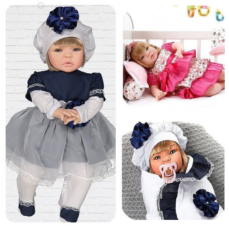 Boneca Bebê Reborn Morena De Luxo Cegonha Dolls 23 Itens - Chic Outlet -  Economize com estilo!