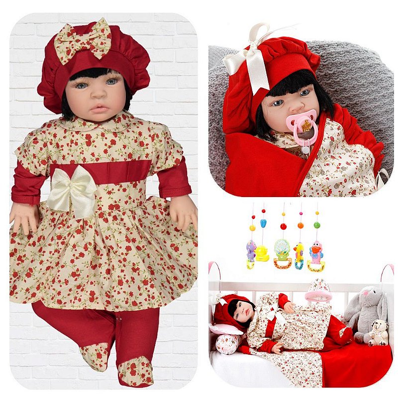 Boneca Bebê Reborn Muito Linda Vermelha Morena ários Itens - ShopJJ -  Brinquedos, Bebe Reborn e Utilidades