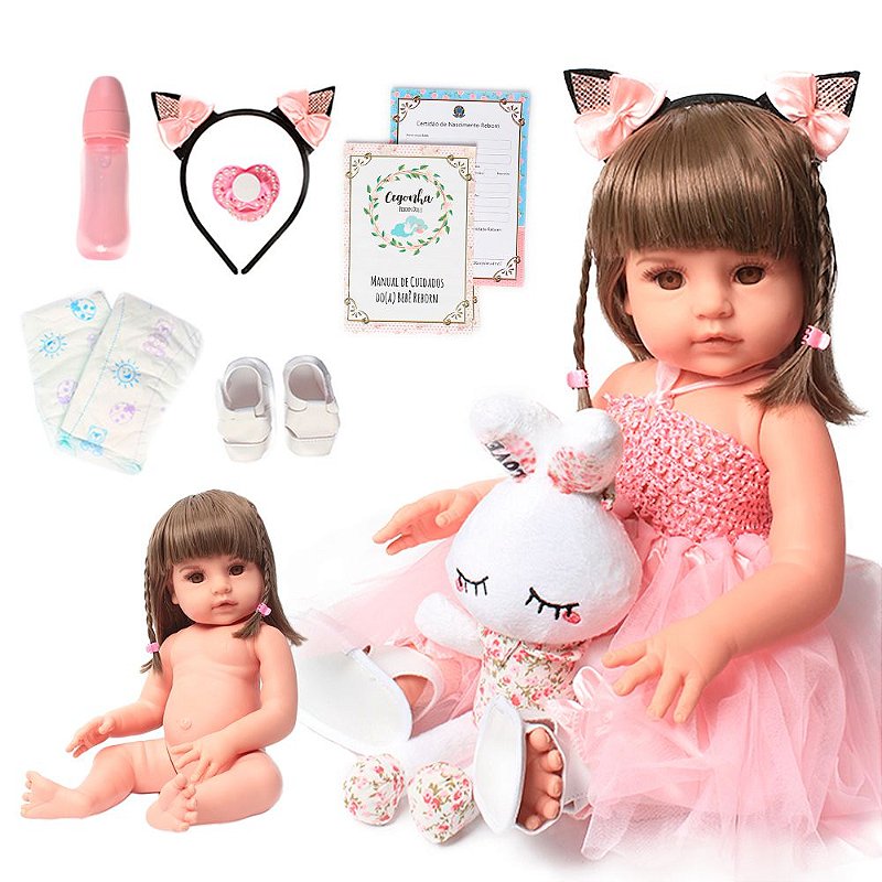 Boneca Bebe Barata Reborn Morena Baby Dolls Super Linda Rosa - Chic Outlet  - Economize com estilo!