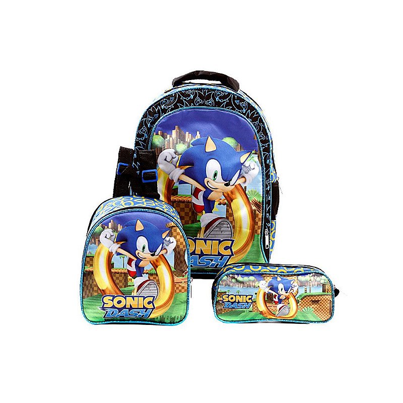 Kit Mochila Infantil Escolar Sonic Runners com Rodinhas - Chic Outlet -  Economize com estilo!