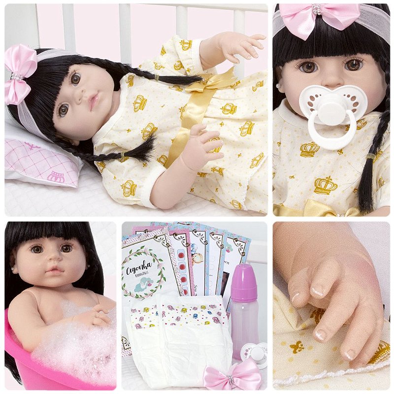 Boneca Reborn Bebe Menina 52cm Realista Silicone Enxoval - Chic Outlet -  Economize com estilo!