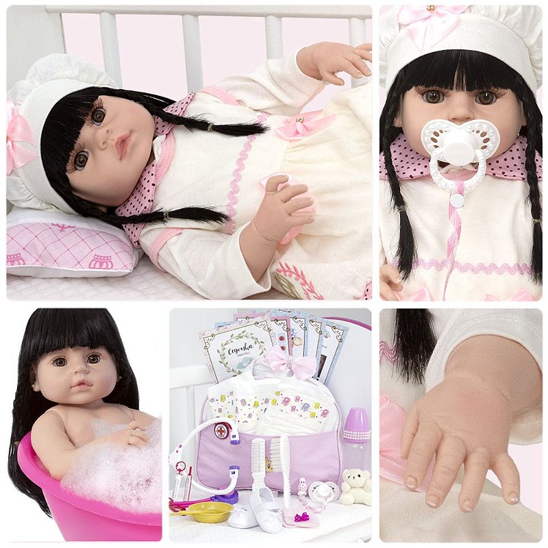 Boneca Realista Bebê Reborn Corpo Silicone Com Acessórios - ShopJJ
