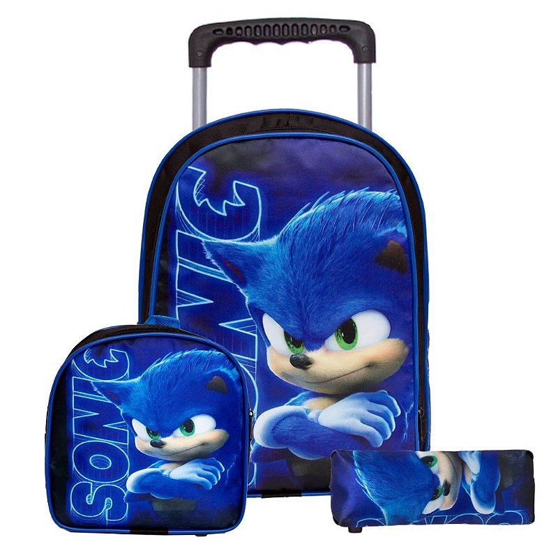 Kit Mochila Infantil Grande Rodinha Sonic O Filme com Toalha - Chic Outlet  - Economize com estilo!