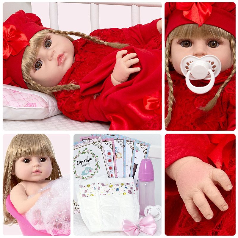 Boneca Bebê Reborn Menina Loira Princesa Realista + 20 Itens - Chic Outlet  - Economize com estilo!