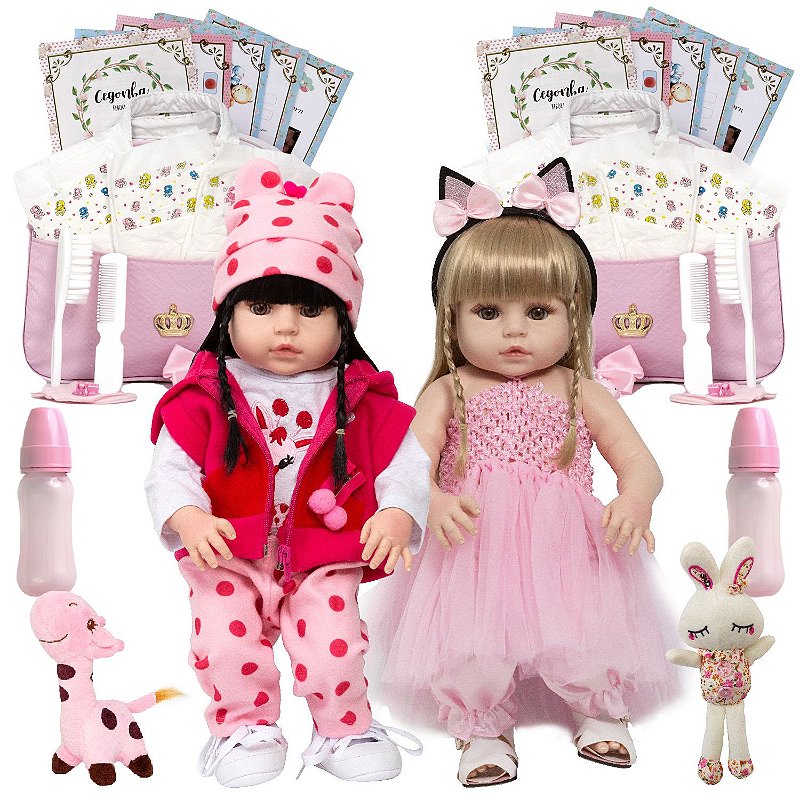 Bebe Reborn Gêmeos Casal Pandinha Girafinha Baby Com Itens - Chic Outlet -  Economize com estilo!