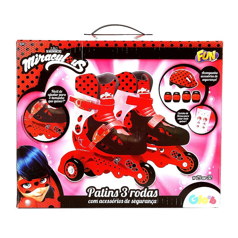 Patins Ajustáveis Com Kit De Segurança 3 Rodas Tamanho 29 Ao 32