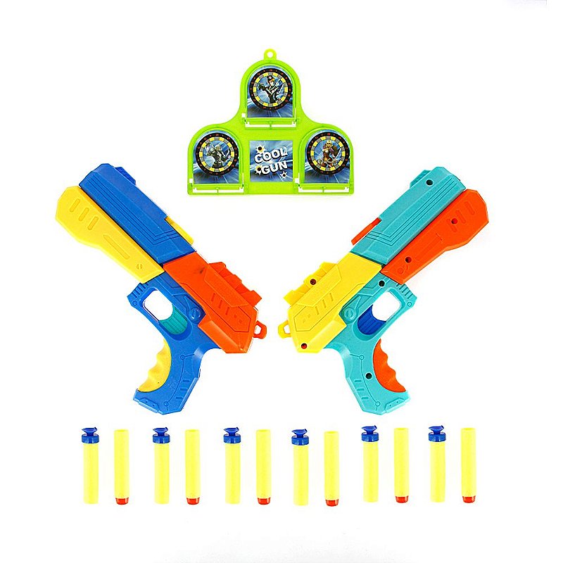 Arminha de Brinquedo Pistola Nerf Lança Dardos Tiro ao Alvo Azul +