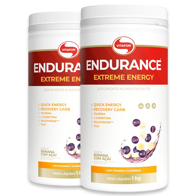 Kit 2 Endurance Extreme Energy 1000g Banana com Açaí Vitafor Edin