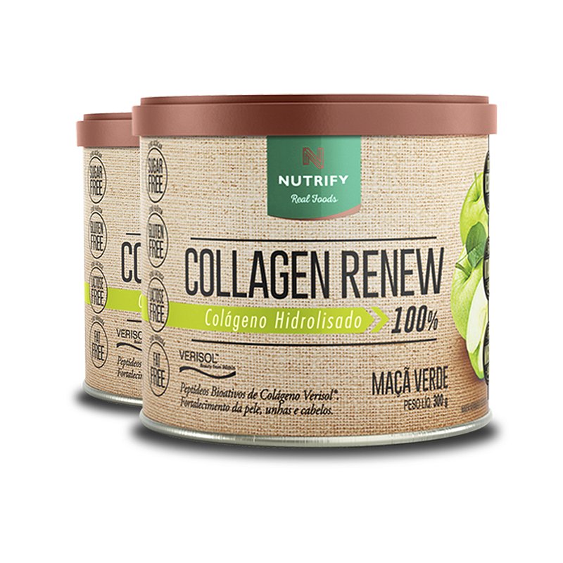 Kit 2 Colágeno Hidrolisado Nutrify Collagen Renew Maçã Verde 300g - Edin