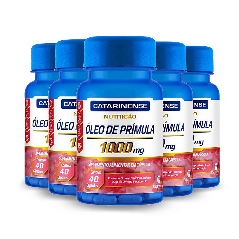 Kit 5 Óleo de Prímula 1000mg - Catarinense 40 Cápsulas - Edin