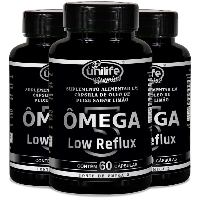 Kit 3 Ômega 3 Low Reflux Sabor limão 60 cápsulas Edin