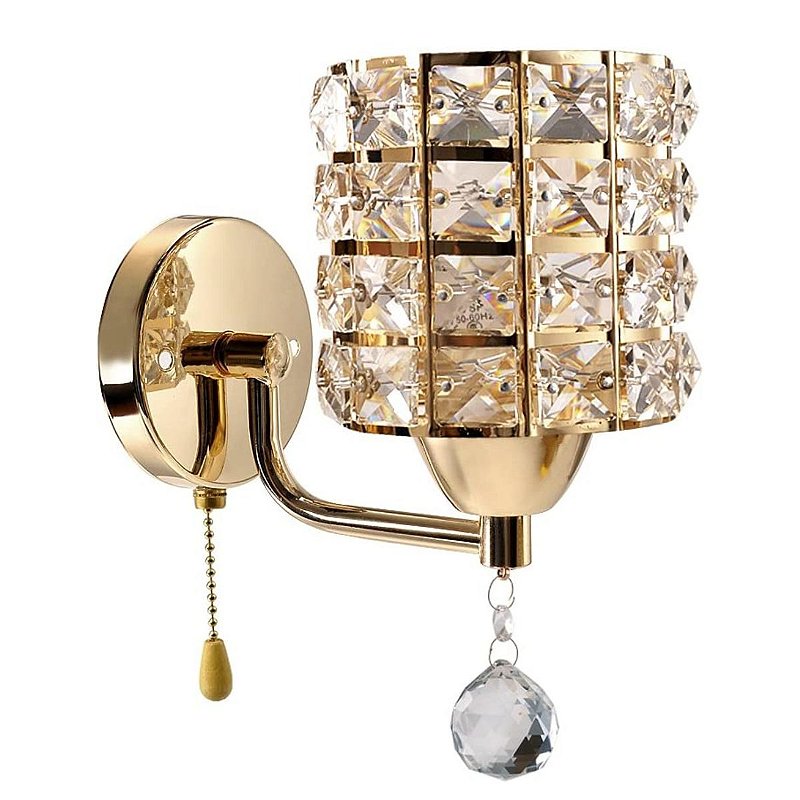 Arandela luminária de parede decorativo de cristal moderna luxuosa Dourada