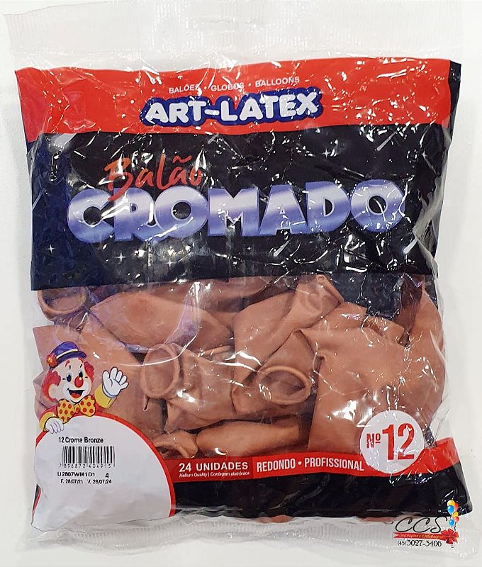 Balão de Latéx 12 Polegadas Cromado Bronze com 24 Unidades - Art Latex ...