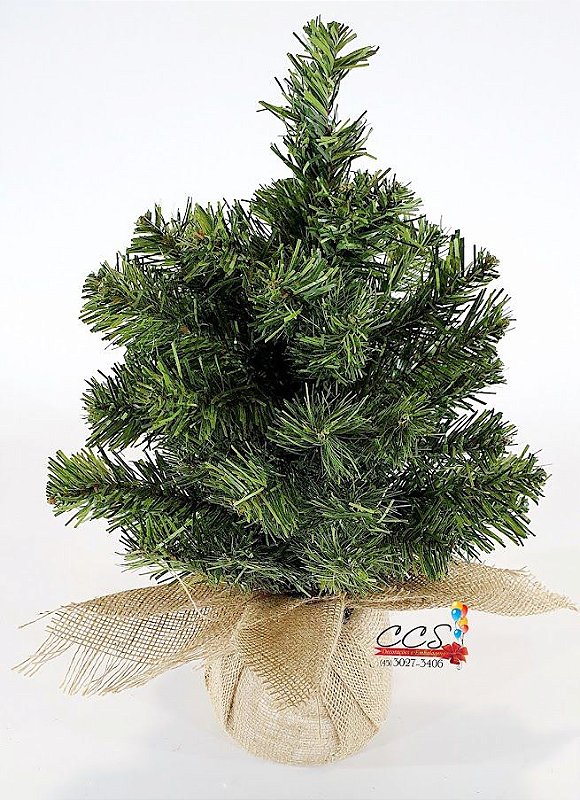 Árvore de Natal Pequena - Pinheiro Base Juta Verde e Natural - Festas da 25