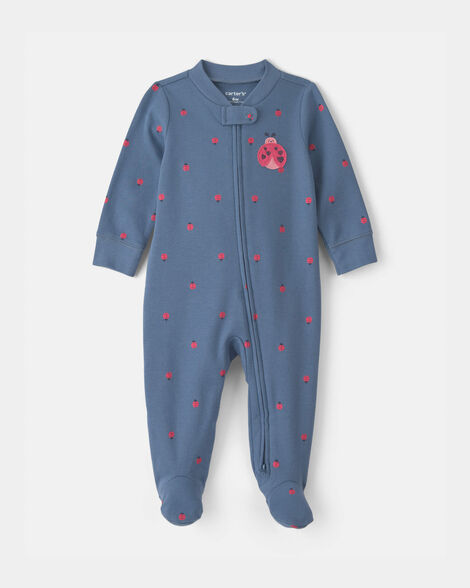 Pijama Infantil Feminino Joaninha em 100% Algodão com Zíper de 2 Vias