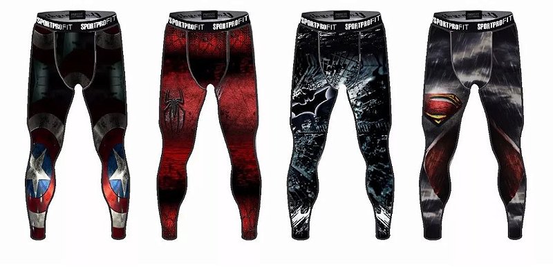 Legging Heróis Masculina Cap America Homem Aranha Batman Superman - ONIZZON  \