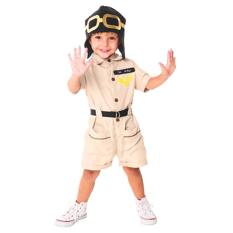 Fantasia Infantil Aviador Piloto Avião Nome PersonalizadoQuimera Kids ...
