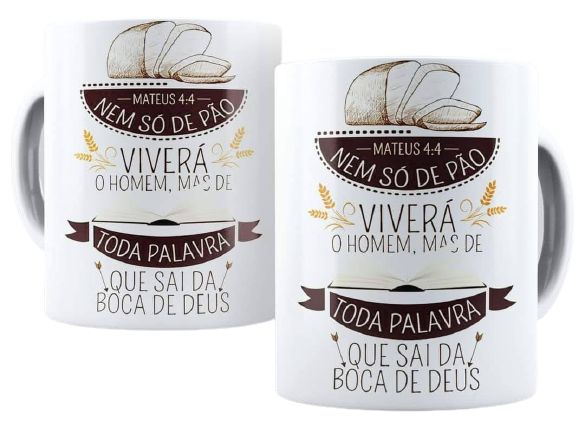 Caneca de Cerâmica - Mateus 4.4