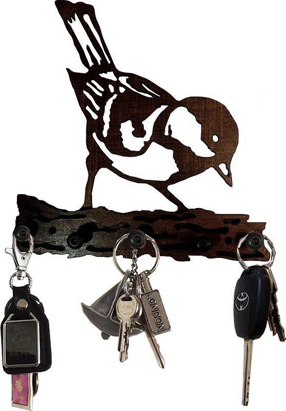 Porta Chaves Madeira Mdf Chaveiro passaro